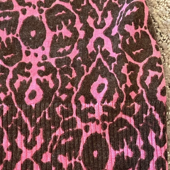 Tory Burch Merino Wool Cardigan Sweater, Pink and Brown Print, Logo Buttons, S - Picture 14 of 15